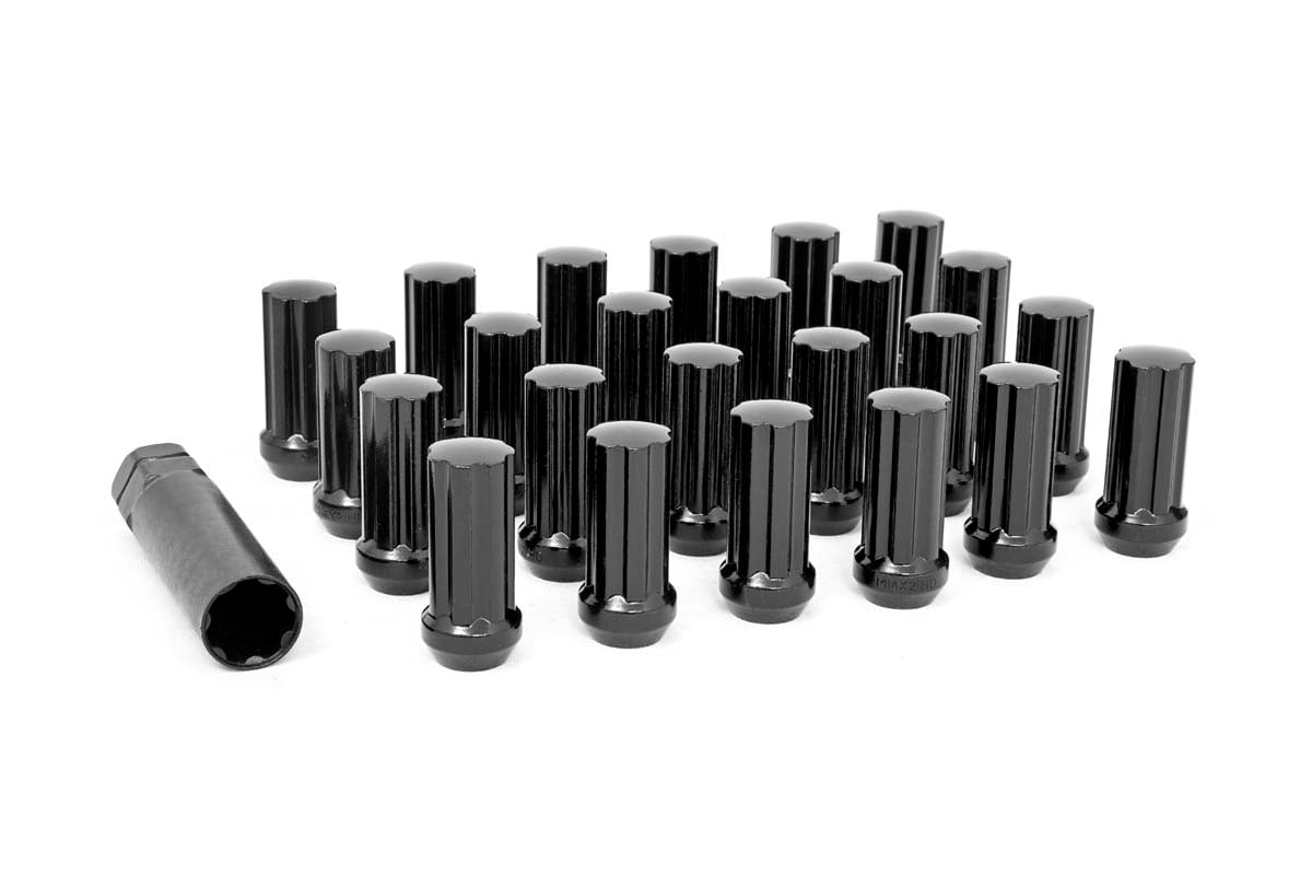 GMC S15 Jimmy Lug Nut Set (24) - Rough Country - Bulge Acorn Style - Black - '83-'91